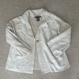 Grace Elements White Scalloped Collar Single-Button Cardigan/Light Blazer